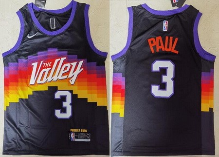 Men's Phoenix Suns #3 Chris Paul Black 2021 City Icon Swingman Jersey