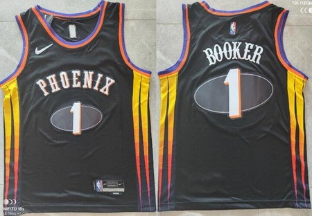 Men's Phoenix Suns #1 Devin Booker Black City Diamond 75th Icon Swingman Jersey