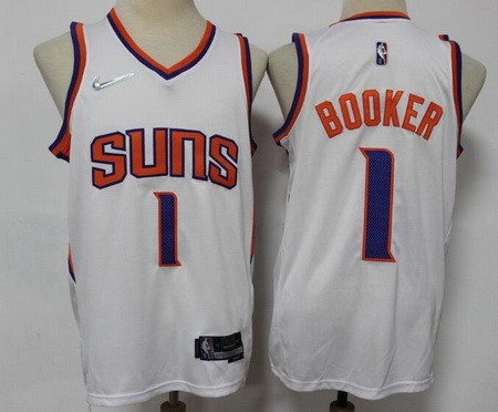 Men's Phoenix Suns #1 Devin Booker White Diamond 75th Icon Swingman Jersey