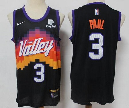 Men's Phoenix Suns #3 Chris Paul Black 2021 City Icon Sponsor Swingman Jersey