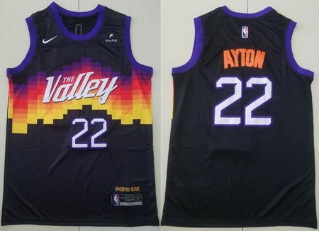 Men's Phoenix Suns #22 Deandre Ayton Black 2021 City Icon Sponsor Swingman Jersey