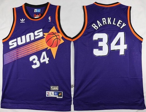 Men's Phoenix Suns #34 Charles Barkley Purple Throwback Swingman Jersey