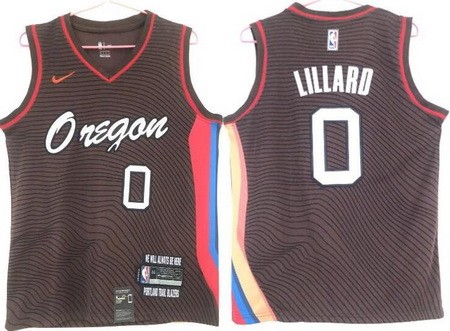 Men's Portland Trail Blazers #0 Damian Lillard Black Brown 2021 City Icon Swingman Jersey