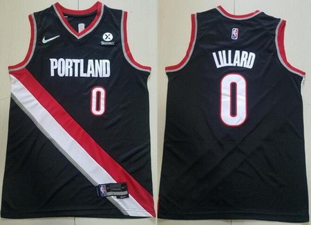 Men's Portland Trail Blazers #0 Damian Lillard Black Diamond 75th Icon Sponsor Swingman Jersey
