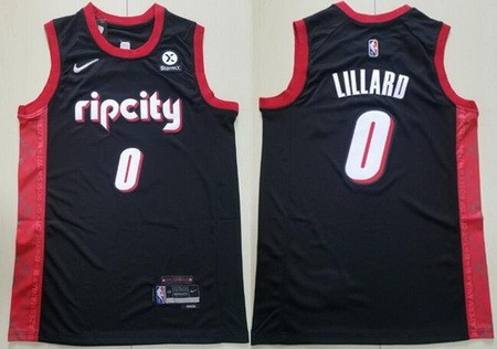 Men's Portland Trail Blazers #0 Damian Lillard Black City Diamond 75th Icon Sponsor Swingman Jersey