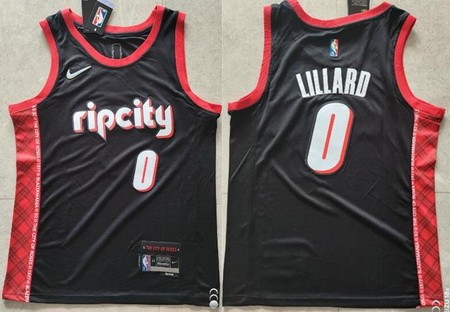 Men's Portland Trail Blazers #0 Damian Lillard Black City Diamond 75th Icon Swingman Jersey