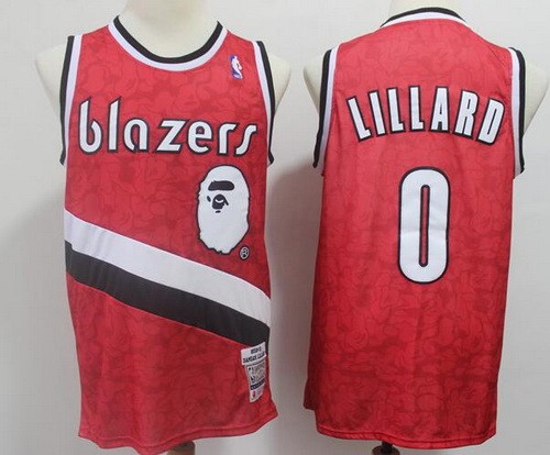 Men's Portland Trail Blazers #0 Damian Lillard Red Bape Swingman Jersey