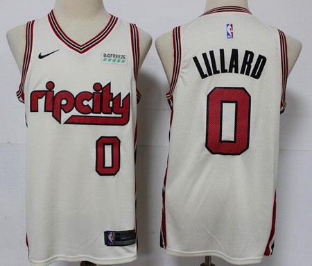 Men's Portland Trail Blazers #0 Damian Lillard Cream 2019 City Icon Sponsor Swingman Jersey