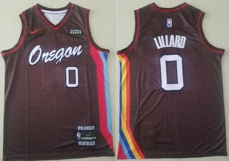 Men's Portland Trail Blazers #0 Damian Lillard Brown 2021 City Icon Sponsor Swingman Jersey
