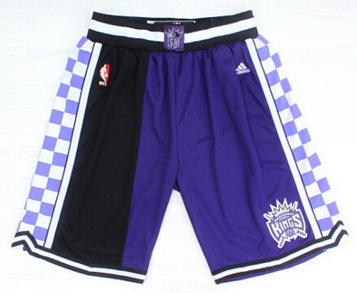 Men's Sacramento Kings Purple Black Throwback Swingman Shorts
