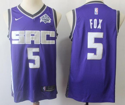 Men's Sacramento Kings #5 De'Aaron Fox Purple Icon Sponsor Swingman Jersey