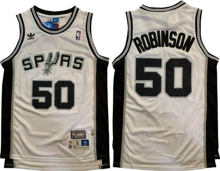 Men's San Antonio Spurs #50 David Robinson White Throwback Swingman Jersey