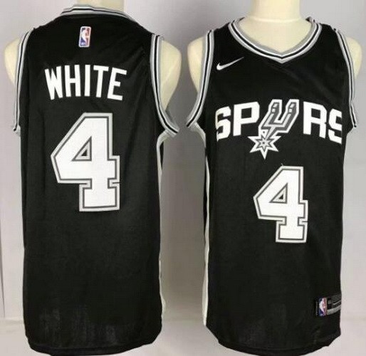 Men's San Antonio Spurs #4 Derrick White Black Icon Swingman Jersey