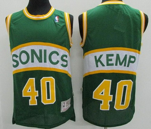 Men's Seattle Sonics #40 Shawn Kemp Green Throwback Swingman Jersey