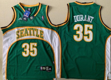 Men's Seattle Sonics #35 Kevin Durant Green Throwback Swingman Jersey