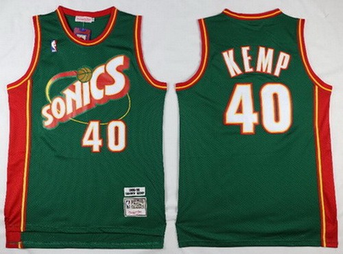 Men's Seattle Sonics #40 Shawn Kemp Green 1995 Throwback Swingman Jersey