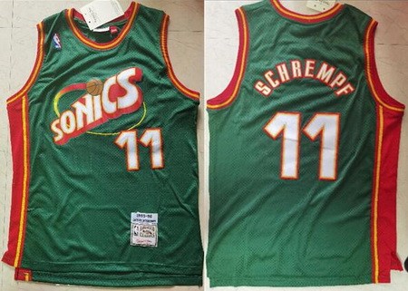Men's Seattle Sonics #11 Detlef Schrempf Green 1995 Throwback Swingman Jersey