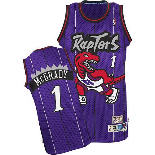 Men's Toronto Raptors #1 Tracy McGrady Purple Throwback Swingman Jersey