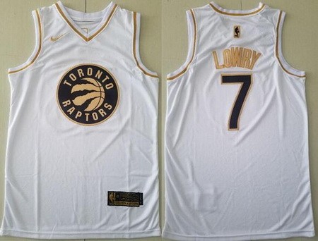 Men's Toronto Raptors #7 Kyle Lowry White Gold Icon Swingman Jersey
