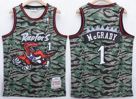 Men's Toronto Raptors #1 Tracy McGrady Camo 1996 Throwback Swingman Jersey