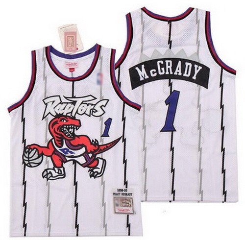 Men's Toronto Raptors #1 Tracy McGrady White 1998 Throwback Swingman Jersey