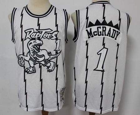Men's Toronto Raptors #1 Tracy McGrady White Shadow 1998 Throwback Swingman Jersey