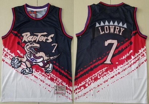 Men's Toronto Raptors #7 Kyle Lowry Black Red White Independence Day Swingman Jersey