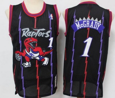 Men's Toronto Raptors #1 Tracy McGrady Black Reload Hardwood Classics Swingman Jersey