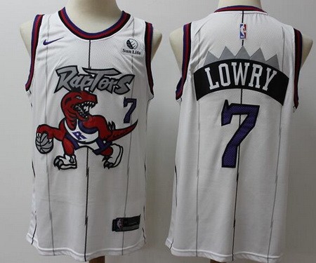 Men's Toronto Raptors #7 Kyle Lowry White Hardwood Classics Icon Sponsor Swingman Jersey