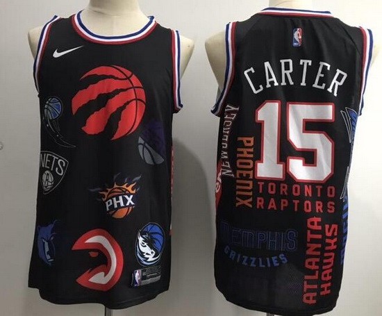 Men's Toronto Raptors #15 Vince Carter Purple Black Union Icon Swingman Jersey
