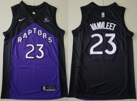 Men's Toronto Raptors #23 Fred VanVleet Black Purple 2021 Earned Icon Sponsor Swingman Jersey