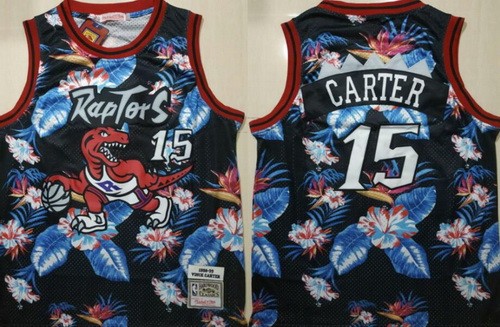 Men's Toronto Raptors #15 Vince Carter Floral Fashion 1985 Throwback Swingman Jersey
