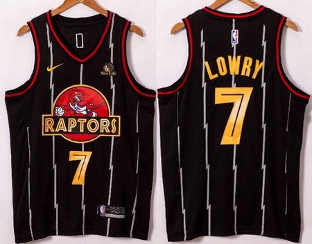 Men's Toronto Raptors #7 Kyle Lowry Black Gold 2021 Icon Sponsor Swingman Jersey
