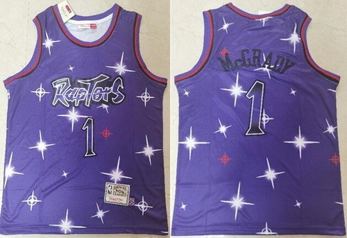 Men's Toronto Raptors #1 Tracy McGrady Purple Starry Sky Hardwood Classics Swingman Jersey