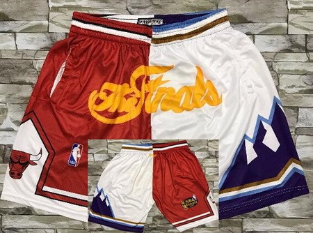 Men's Utah Jazz Chicago Bulls Red White 1997 Finals Laser Printing Shorts