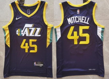 Men's Utah Jazz #45 Donovan Mitchell Navy Diamond 75th Icon Swingman Jersey