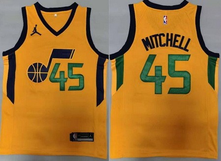 Men's Utah Jazz #45 Donovan Mitchell Yellow Statement Icon Swingman Jersey