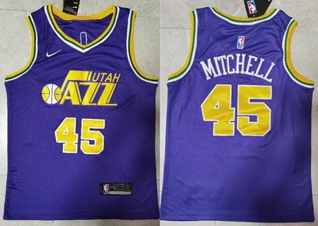 Men's Utah Jazz #45 Donovan Mitchell Purple Icon Swingman Jersey