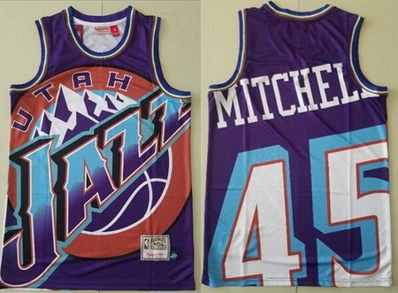 Men's Utah Jazz #45 Donovan Mitchell Purple Hollywood Classic Laser Printing Jersey