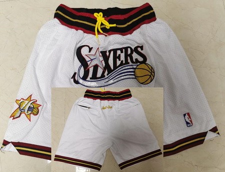 Men's Philadelphia 76ers White Throwback Just Don Swingman Shorts
