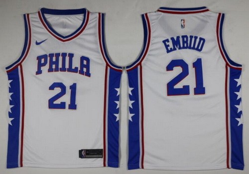 Men's Philadelphia 76ers #21 Joel Embiid White Icon Nike Swingman Jersey