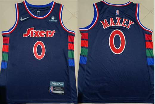 Men's Philadelphia 76ers  0 Tyrese Maxey Nike Navy 2022 Swingman Jersey  City Edition