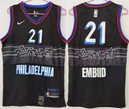Men's Philadelphia 76ers #21 Joel Embiid Black 2021 City ICon Swingman Jersey