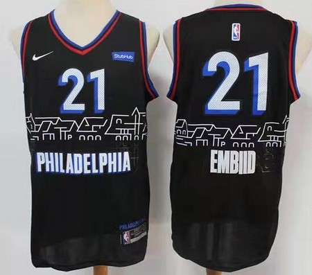 Men's Philadelphia 76ers #21 Joel Embiid Black 2021 City ICon Sponsor Swingman Jersey