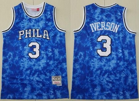 Men's Philadelphia 76ers #3 Allen Iverson Blue Constellation Swingman Jersey