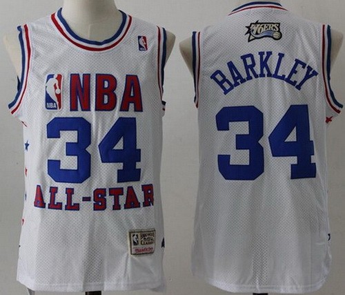 Men's Philadelphia 76ers #34 Charles Barkley White 2003 All Star Swingman Jersey