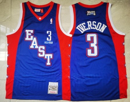 Men's Philadelphia 76ers #3 Allen Iverson Blue 2004 All Star Swingman Jersey