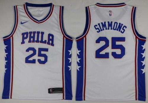 Men's Philadelphia 76ers #25 Ben Simmons White Icon Nike Swingman Jersey