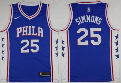 Men's Philadelphia 76ers #25 Ben Simmons Blue Icon Nike Swingman Jersey