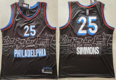 Men's Philadelphia 76ers #25 Ben Simmons Black 2021 City ICon Swingman Jersey